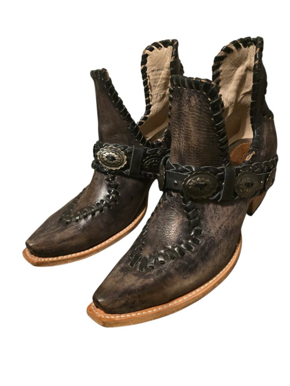 Freebird whimsical Leather Ankle Boots with Braided Detailing